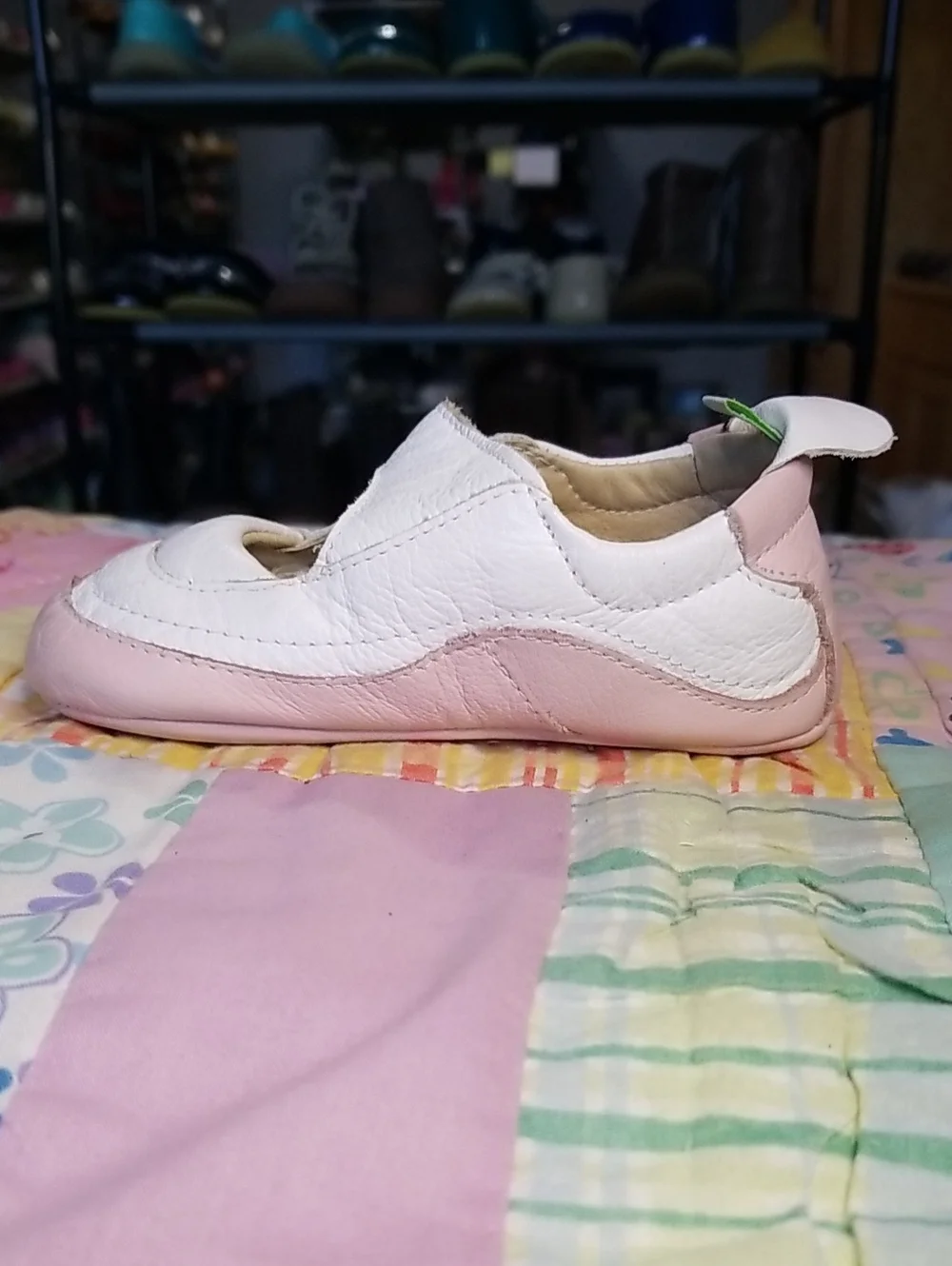 Tip Toey Joey White & Pink Leather Mary Jane Baby Shoes Size 8 EURO 24 18-24 M